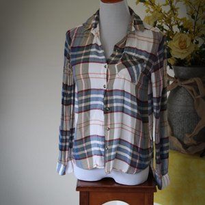Top Shop top soft button up plaid size 2